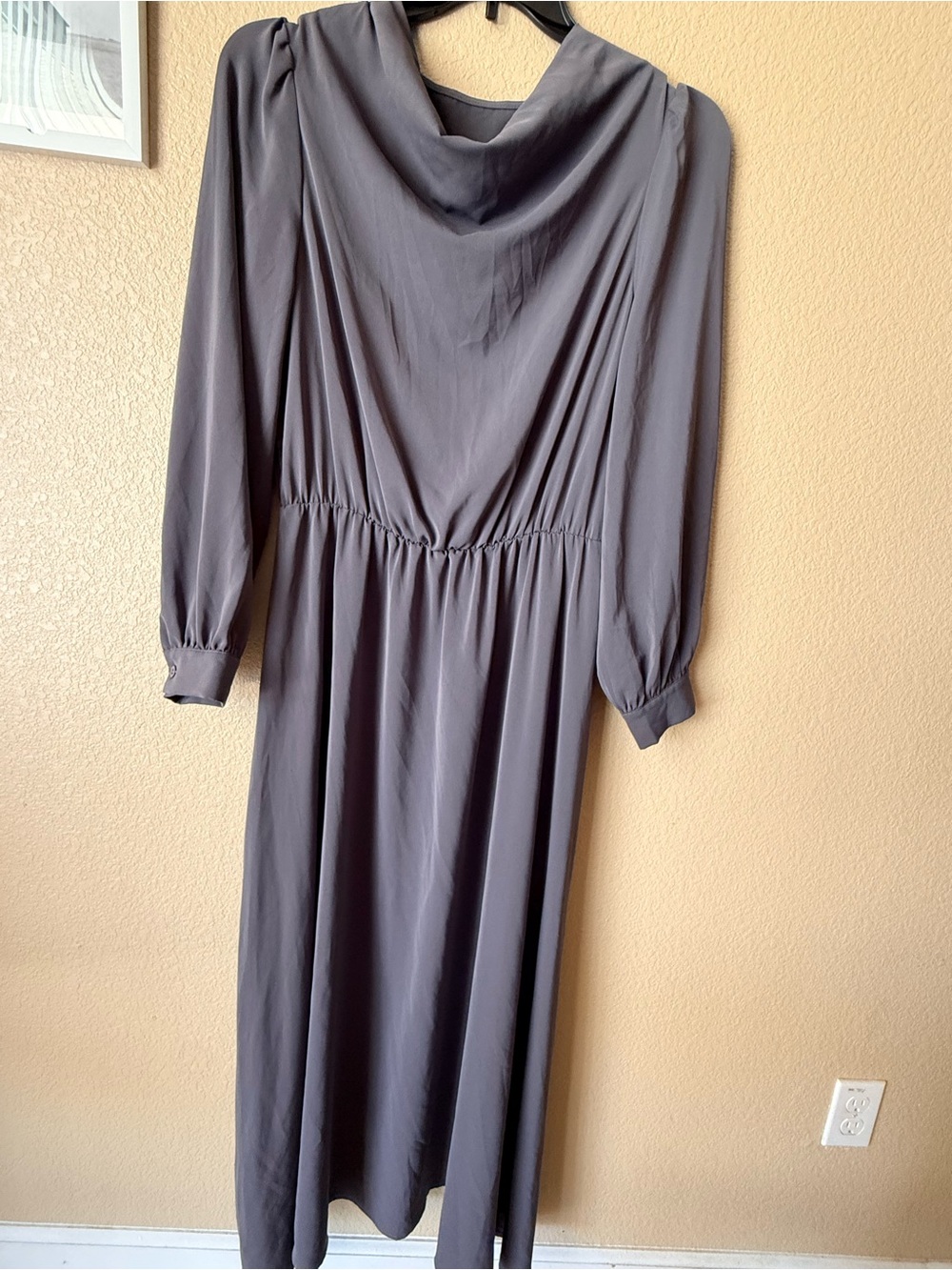 SHEIN Charcoal Grey Cowl Neck Long Sleeve Maxi Dress